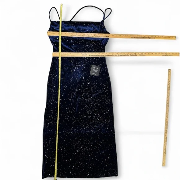Lulu’s Starry Night Blue Velvet Dress Size Small NWT - Picture 5 of 10
